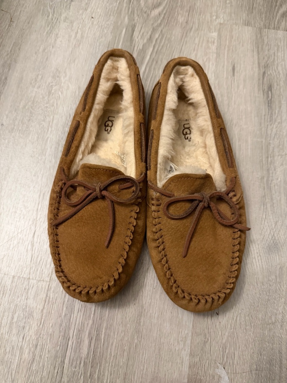 UGG Chestnut Suede Shearling-Lined woman’s Moccasins